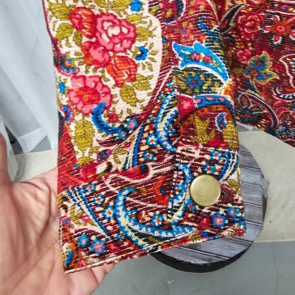 Vintage Coldwater Jacket Red Paisley Tapestry Retro Boho Casual L - Picture 5 of 14